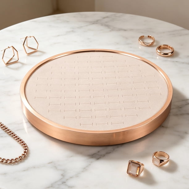 MERRYHAPY Organizador De Redondo De Metal Beige Para Y Cosméticos En