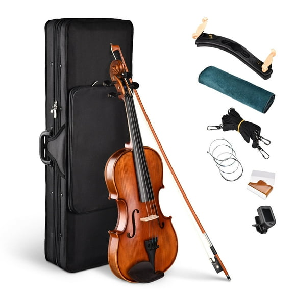 Yescom 4/4 Soild Wood Violin Set Fiddle Matte Full Size Beginner Violin with Case & Bow Shoulder Rest for Student