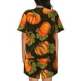 thumbnail image 3 of Picia Orange Pumpkin Pajamas Sets for Women Soft Short-Sleeved Pjs with Lounge Shorts Two Piece Sleepwear-Medium, 3 of 9