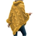 thumbnail image 5 of STETMN Women Fall Knit Poncho Warm Faux Fur Collar Loose Sweater Cable Knit Irregular Hem Top, 5 of 5