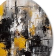 thumbnail image 3 of Designart "Captivating Liquid Ink in Yellow and Grey" Abstract Marble Metal Round Wall Decor, 3 of 5