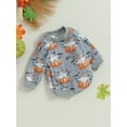 thumbnail image 3 of Liacowi Newborn Baby Boys Halloween Outfit Long Sleeve Ghost Pumpkin Print Romper Bodysuit 3 6 12 18 Months Infant Boys Halloween Onesie Jumpsuits 0-18M, 3 of 7