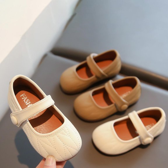 Viluyesy Girls Casual Closed Toe Penny Loafers Leather School Uniform Dress Shoes Princess Flats Khaki Size 11.5