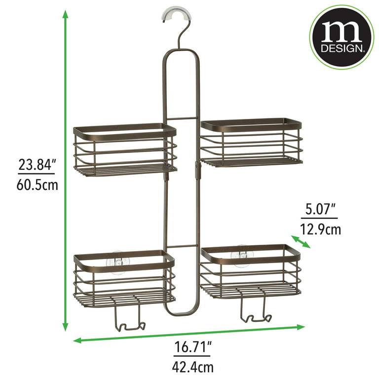 mDesign Metal Steel 4 Basket Hanging Shower Caddy Rack for