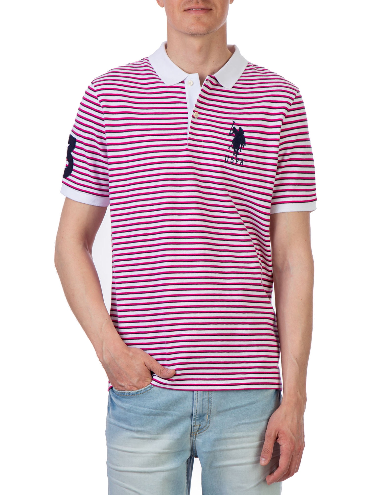 Mens Stripe Polo Shirt T-Shirt Top Short Sleeve Yarn Dyed Casual Size S-XXL New 