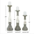 thumbnail image 4 of DecMode 3 Candle Gray Aluminum Metal Turned Style Pillar Candle Holder with White Accents, Set of 3, 4 of 10