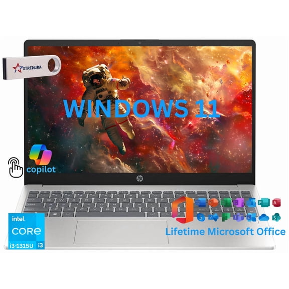 HP 15.6" HD Touchscreen Laptop, 13th Gen Intel Core i3-1315U Beat(i5-1135G7), 32GB RAM, 1 TB PCIe SSD, Intel UHD, Lifetime Office,Windows 11 Home/Xtredura Flash Drive