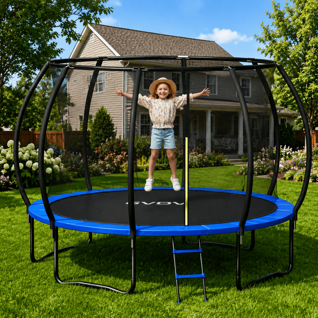 キョーリツコーポレーション ptrumpet TBLK18070072 黒 JumpKing 14ft Trampoline/Enclosure - Black/Lime Green, ASTM, Kids