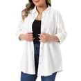 thumbnail image 5 of Agnes Orinda Women's Plus Size Shirts Chambray Top Button Down Denim Shirts Tops 4X White, 5 of 8