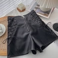 thumbnail image 3 of Beautyzll Kids Toddler Girls Waist PU Leather Shorts 3-16T A-Line Button Front Wide Leg Pants, 3 of 9