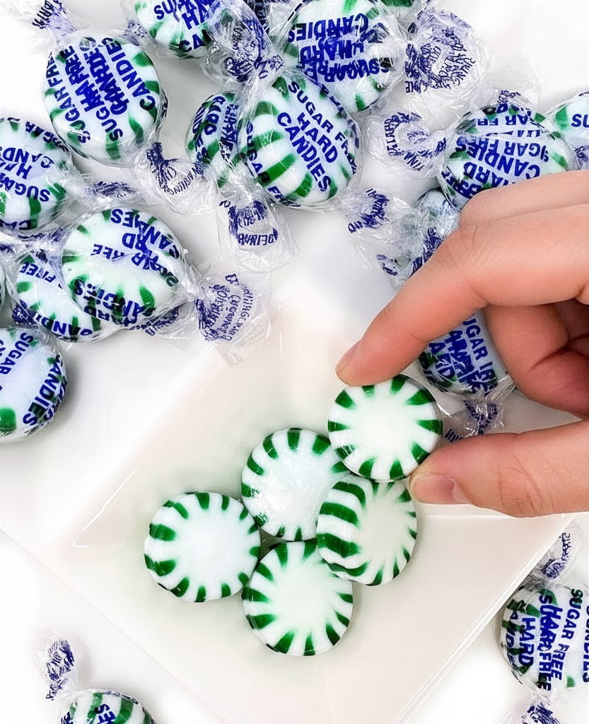 SweetGourmet Sugar-Free Spearmint Starlight Hard Candy, Individually Wrapped, Bulk Candy, 2 Pound Bag