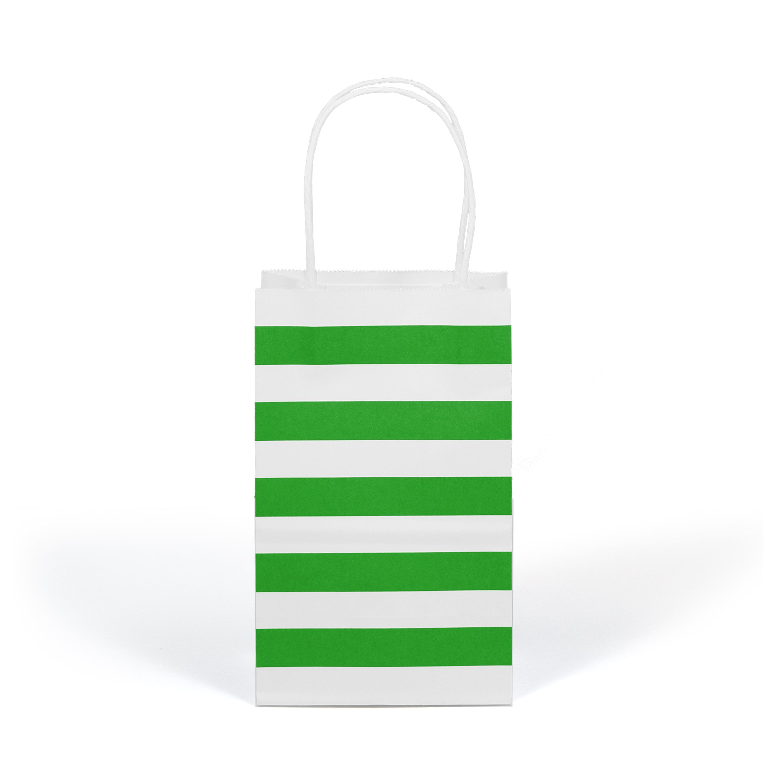 12Count Green Stripes Kraft Bags Gift Paper Bags with