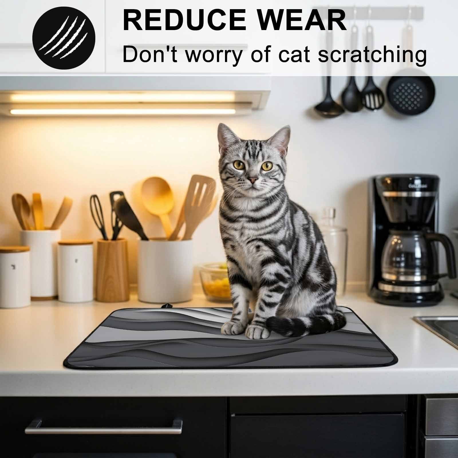 Black Grey Ombre Stove Top Cover for Electric Stove, Heat-proof & Non Slip Glass Top Stove Cover Protector, Modern Geometric Abstract Moire Art Kitchen Flat Cooktop Rubber Mat 24x21 Inches
