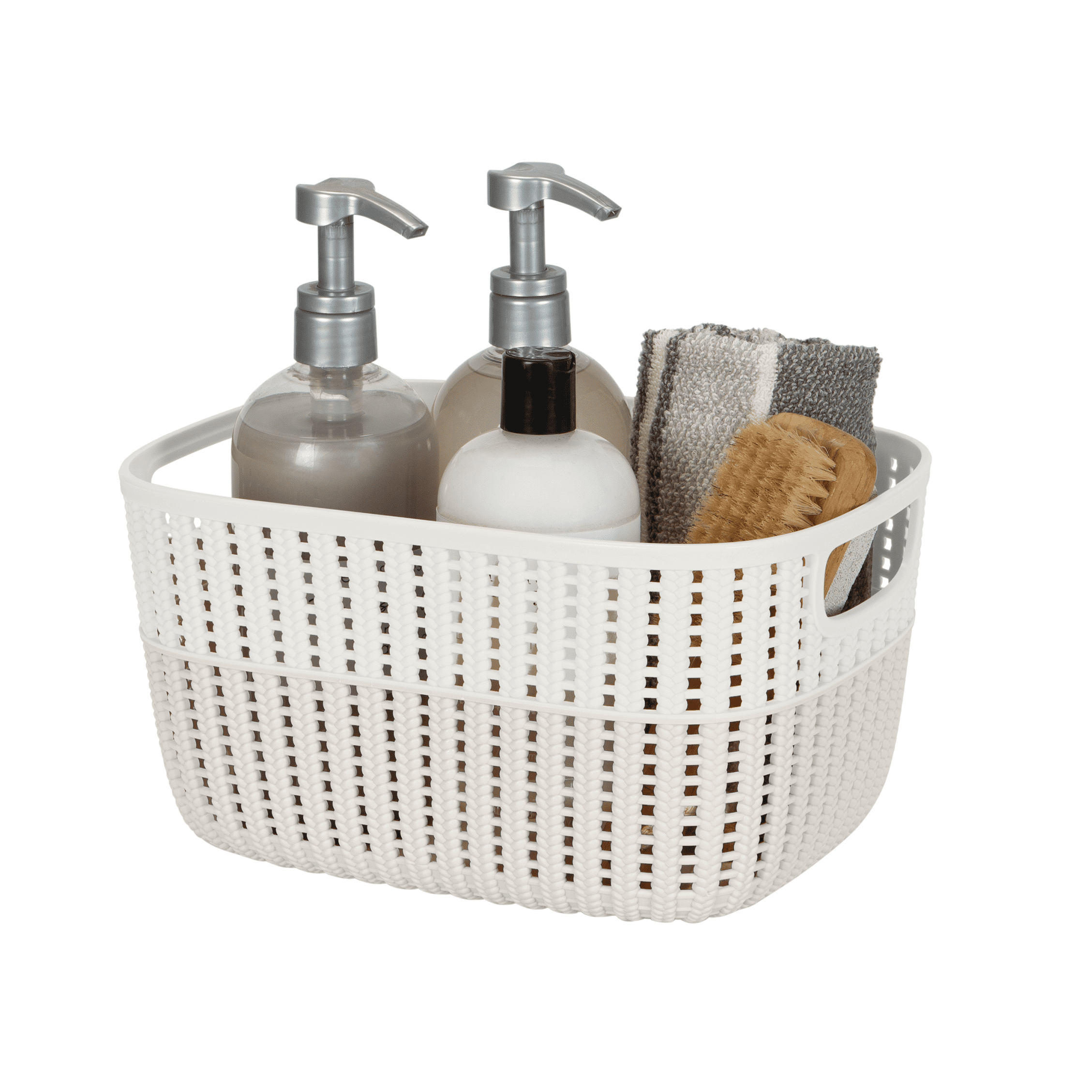 Simplify 2 Pack 2-Tone Decorative Plastic Medium Storage Basket in Ivory