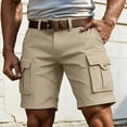 thumbnail image 2 of YANGXINX Men's Casual Cargo Shorts Summer Solid Stretchy Elastic Waist Work Short Pants Multi Pockets Lightweight Relaxed Fit Runnnig Shorts, 2 of 5