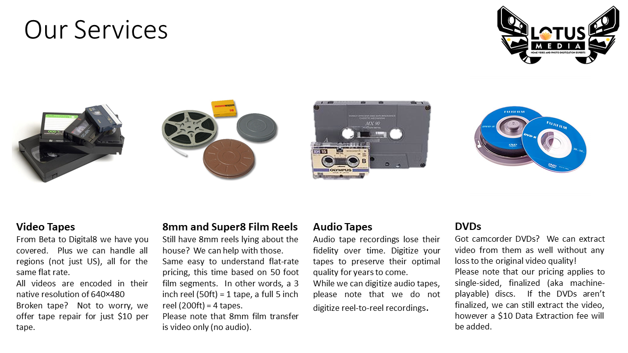 Video Tape Transfer Service, Digitization to MP4 (VHS, VHS-C, Hi8, Video 8, Digital8, 8mm, MiniDV, Beta, Audio) - image 4 of 5