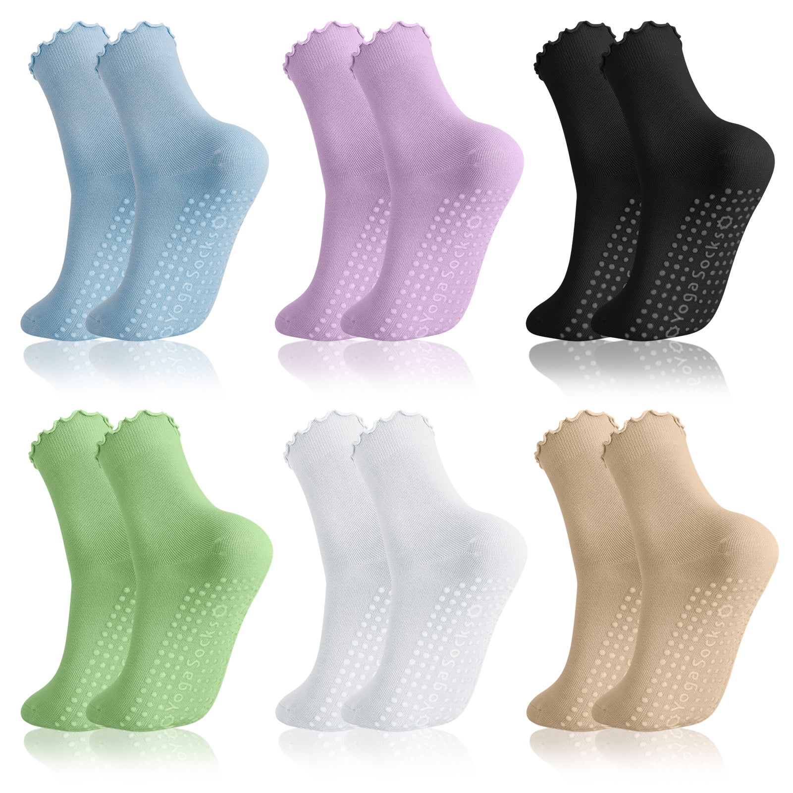 3 Pairs Pilates Socks With Grips For Women, Non Slip Yoga Grip Socks, Grippy Ballet Barre Socks For Dance Hospital - Product Details