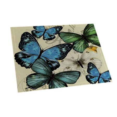

XIEC 42x32cm Rectangle Butterfly Print Heat Insulation Placemat Cup Tableware Pad Mat