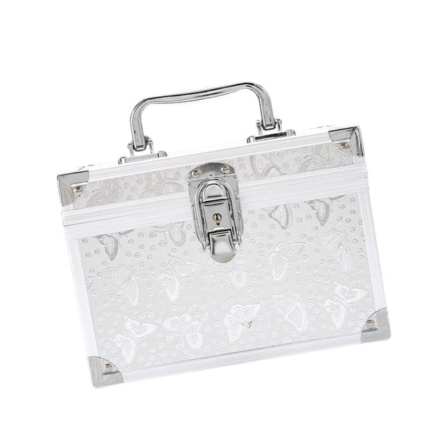 Estuche de maquillaje de gran capacidad, caja de almacenamiento portátil, aleación de aluminio, impermeable. Plata