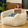 thumbnail image 2 of HOMGUAVA Giant Bean Bag Chair for Adults, Plush Bean Bag Lazy Sofa Couch with Armrests & Memory Foam for Bedroom & Living Room,White, 2 of 8