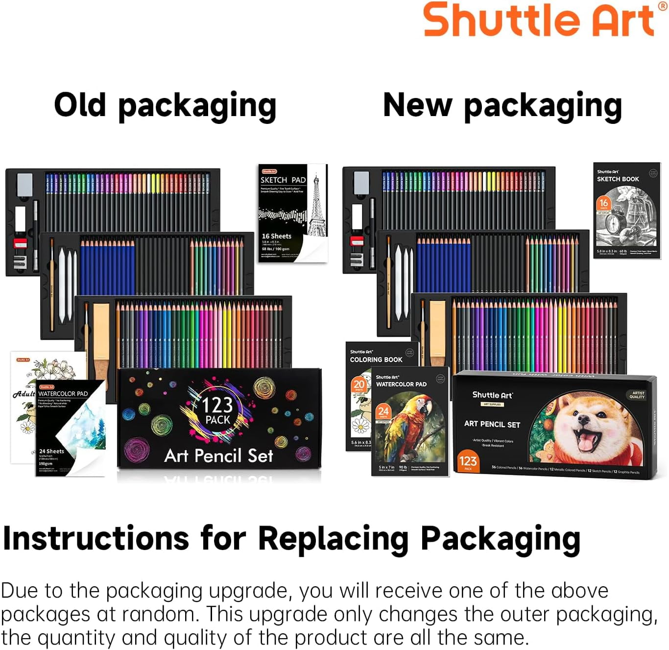 Shuttle Art 123 Pack Art Pencil Set, 36 Watercolor Pencils,36 Oil