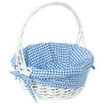 thumbnail image 5 of White Round Willow Gift Basket, with Blue and White Gingham Liner and Handles, 5 of 10