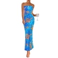thumbnail image 1 of Vestido PRETTYGARDEN Tubo Strapless Floral Maxi Azul XXL, 1 of 8