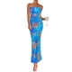 thumbnail image 1 of Vestido PRETTYGARDEN Tubo Strapless Floral Maxi Azul XXL, 1 of 8