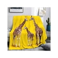 thumbnail image 3 of 1pc Retro Giraffe Print Flannel Blanket - Soft Warm All-Season Throw For Sofa Bed Car Camping Office, Vibrant Green & Beige Geometric Design, Cozy Gift For Home Decor, Giraffe Decor, 3 of 15