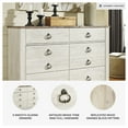 thumbnail image 3 of Ashley Furniture Willowton 6 Drawer Double Dresser in Whitewash, 3 of 6