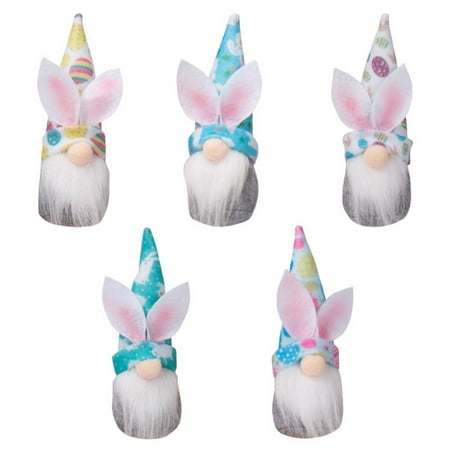

5Pcs Easter Gnome Felt Ornaments Spring Easter Hanging Bunny Gnome Ornaments Classic Styles of Easter Elf Felt Pendants Plush Bunny Gnome for Easter Basket Egg Fillers Easter Favor Gifts