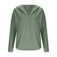 thumbnail image 2 of Felirenzacia Women's Long Sleeve Solid Color Hoodie, V Neck Pullover Top， Slim Fit Fall Sweatshirt, S-3XL, 2 of 7