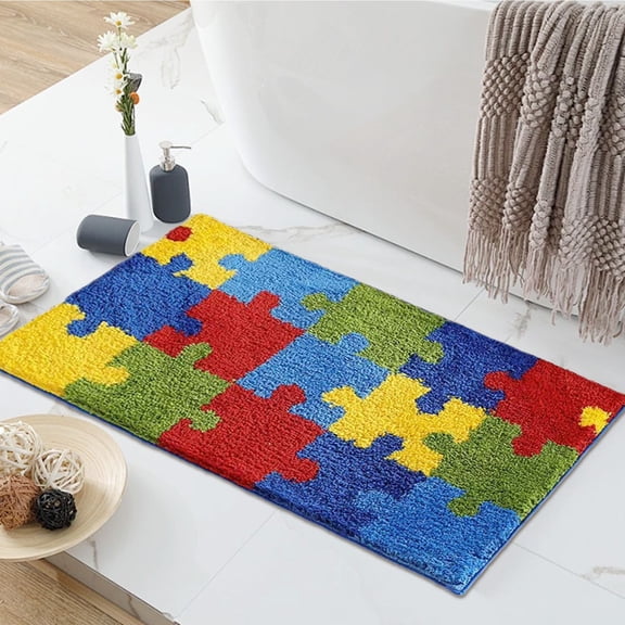 Bathroom Rug 20x32 Non Slip Fluffy Teal Bath Mat for Bathroom Floor Washable Plush Luxury Bath Rug for Tub Soft Shaggy Absorbent Shower Sink Mat