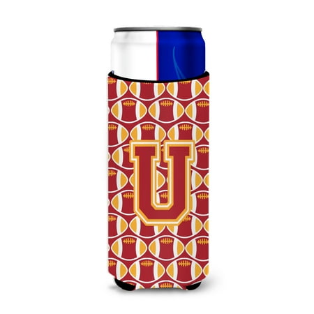 

Carolines Treasures CJ1070-UMUK Letter U Football Cardinal and Gold Ultra Beverage Insulators for slim cans Slim Can