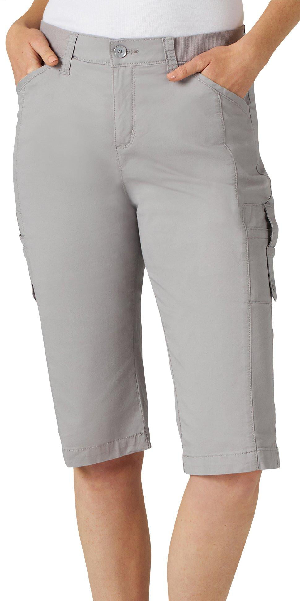 Lee Petite Flex-To-Go Solid Relaxed Fit Cargo Skimmer Capris 12P Alloy grey  