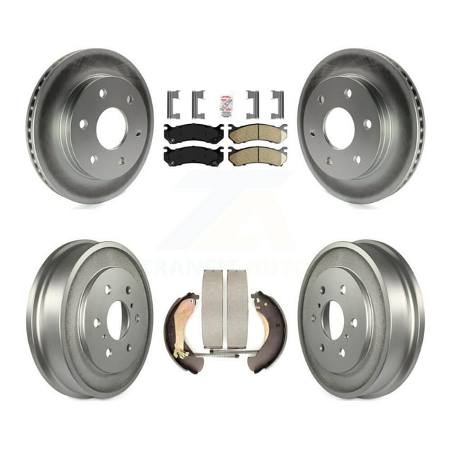 Transit Auto Front Rear Disc Brake Rotors Ceramic Pads and Coated Drum Kit for Car Chevrolet Silverado 1500 GMC Sierra Classic KGA-104314