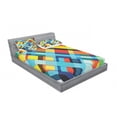 thumbnail image 3 of Ambesonne Geometric Fitted Sheet & Pillow Sham Set, Vivid Retro Lines, Twinxl, Multicolor, 3 of 3