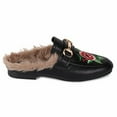 thumbnail image 3 of Wanted SHOES "Roseanne" Slip-on Fur Lined Loafer with Rose Embroidery BLACK SZ 6, 3 of 4