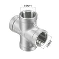 thumbnail image 2 of Uxcell 3/8 NPT Female Thread Cross Pipe Fitting Hose Adapter 304 Stainless Steel, 2 of 5