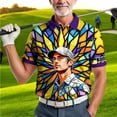 thumbnail image 6 of HOMYGIFTS Custom Face Stained Glass Golf Polo Shirt, Personalized Men’s Short Sleeve Sports Polo with Photo, Colorful Artistic Print, 6 of 10
