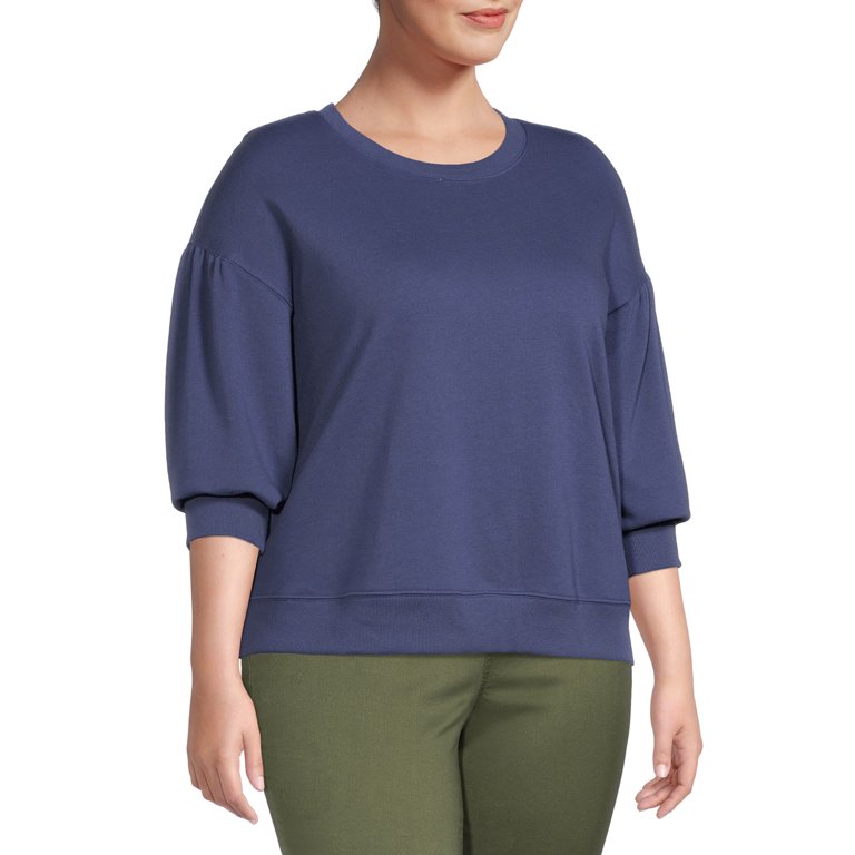 Terra u0026 Sky Women's Plus Size Puff Sleeve Sweatshirt - Walmart.com