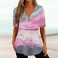 thumbnail image 2 of Xihbxyly Zippered Tops for Women Plus Size V Neck T Shirts Women Short Sleeve Shirt Half Zipper Blouse Loose Comfortable Print Top Blouse Graphic Tee Shirts 2024 Summer Tops #4, 2 of 5