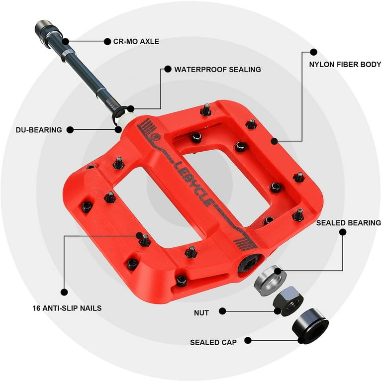 Zacro Bike Pedals, Nylon Non-Slip Mountain Bike Pedals Platform