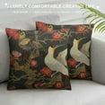 thumbnail image 3 of WERPE Throw Pillow Covers Blue Animal with Flying Birds Crane Heron Japanese Pattern Oriental Motifs Green Decorative Square Pillowcases Cushion Cover, 3 of 5