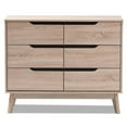 thumbnail image 3 of Baxton Studio Fella Commode Double en Bois à 6 Tiroirs Brun Clair, 3 of 7