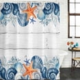thumbnail image 4 of 54x78 Inch Shower Curtain Decorative Summer Coastal Bathtub Bath Curtains Waterproof Bathroom Decor, Sea Ocean Starfish Shells Coral Conch Wood Gray Small Stall Shower Curtain Set with 12 Hooks, 4 of 7
