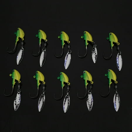Casting Fishing Bait Lures with Spinner Spoon Fishing Hooks Tackle (yellow)