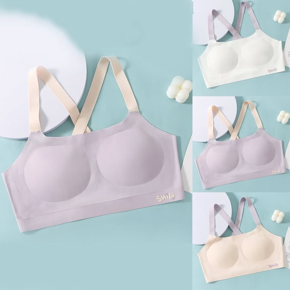 LRen Girls Training Bras 8-10 Years with Pads Soft Comfortable Sports Bra Girl Seamless Wireless Camisole Solid Color Lightly Padding Yoga Crop Tops for