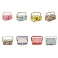 thumbnail image 4 of Small Sewing Basket Printed Design Sewing Tools Storage Box with Built-in Pin Cushion Interior Pocket, 4 of 5