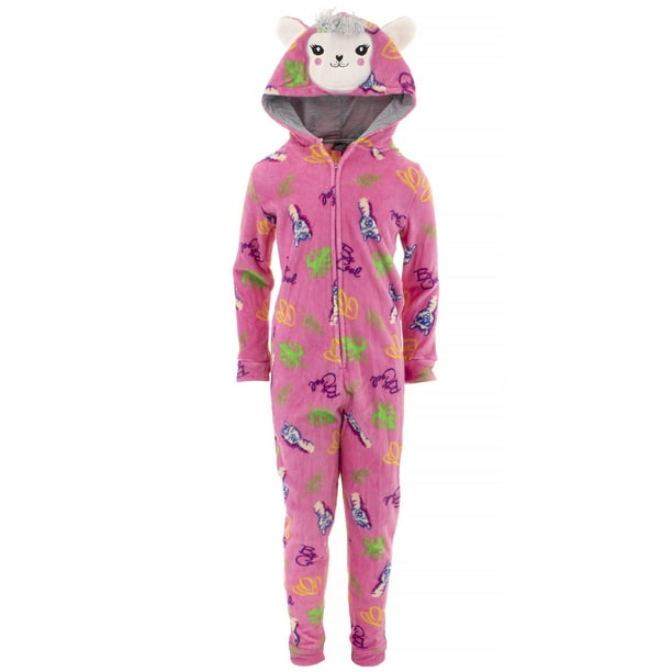 dELiA*s dELiA*s Llama Pink Hooded OnePiece Pajamas for Girls